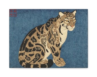 Ukiyo-e Canvas Print Clouded Leopard Ink Cloud