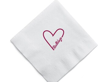 Bulldog Sketchy Heart Cocktail Napkins