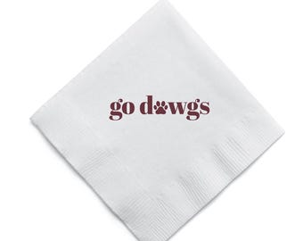 Go Dawgs Paw Cocktail Napkins