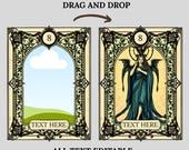 Editable Canva Tarot Template: Vintage Gothic Tarot Card Design, Ornate Frame for DIY Oracle Cards (Digital Download)