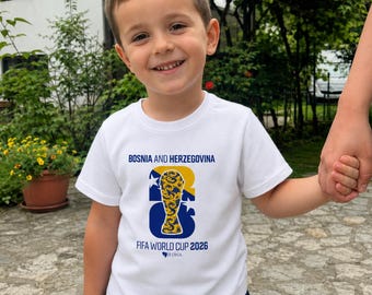 Kids Bosnien-Herzegowina WM 2026 Fußball-T-Shirt aus Bio-Baumwolle