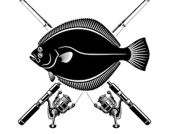 Flounder Fishing Svg, Fishing Logo Svg, Cut Files For Silhouette, Fisherman Svg, Fishing Dad. Digital Download