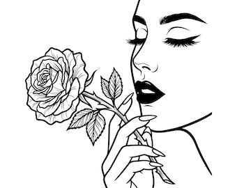 Beauty Rose Svg, Woman Svg, Floral Svg, Strong Woman Svg, Woman's Day Svg, Woman Silhouette Svg, Instant Download, Commercial Use