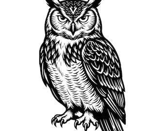 Owl Silhouette, Owl Vector, Swl Svg File, Owl Instant Download, Owl Black and White, Owl Image, Owl Outline, Owl Design Svg, Owl Png Clipart