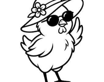 Hot Summer Hen Funny Chicken Svg, Chicken Svg files for Cricut, Clipart, Farm Vector, Farmhouse Clipart, Digital Download, Commercial Use