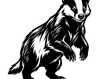 Badger Svg, Badger Cut File, Badger Dxf, Badger Clipart, Animal Cut File, Clipart, Digital File, Svg File, Silhouette, Instant Download