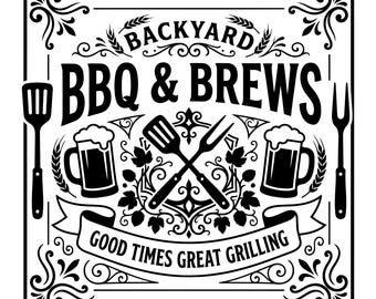 Backyard Bash Grill Master Svg, Brew and BBQ Social Club, Dad's Bar and Grill Svg, Father's Day Gift Svg, Digital Download
