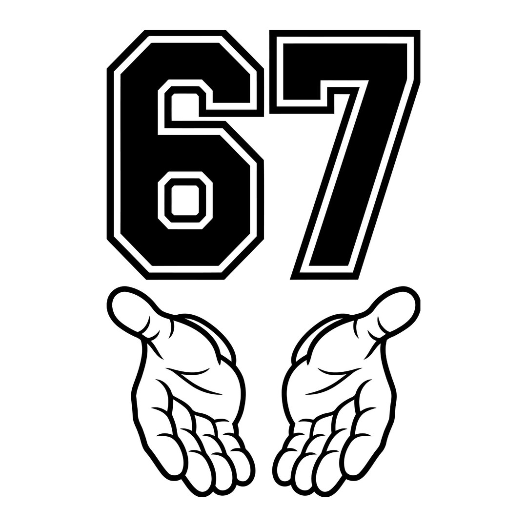 Number 67 Silhouette Hands, 67 Hands Clipart, 67 Hands Svg, Commercial ...