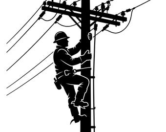 Lineman Svg, Electrician Svg, Power pole Svg, Silhouette, Power Pole Design Vector, Digital Download