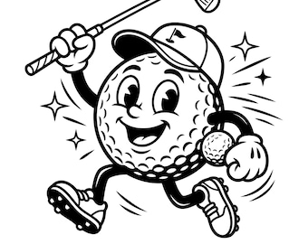 Golf Ball Character Svg, Sports Mascot Cut File, Transparent Background, Cricut Cut File, Digital Download, Commercial Use