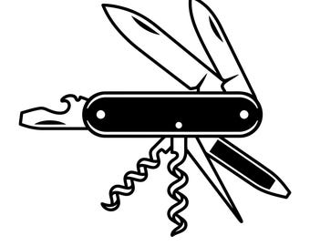 Swiss Army Knife Svg, Pocket Knife Clipart, Pocket Knife Svg, Folding Knife Svg, Camping Knife Svg, Digital Download