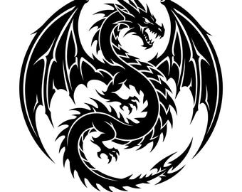 Dragon Svg, Dragon Clipart, Dragon Silhouette, Dragon Vector, Instant Download, Commercial Use