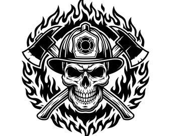 Feuerwehrmann geschnitten Datei, Schädel Zeichen, Feuerwehrmann Schädel Zeichen, Feuerwehrmann Vektor Zeichen, Feuerwehrmann Vektor Zeichen, kommerzielle Nutzung