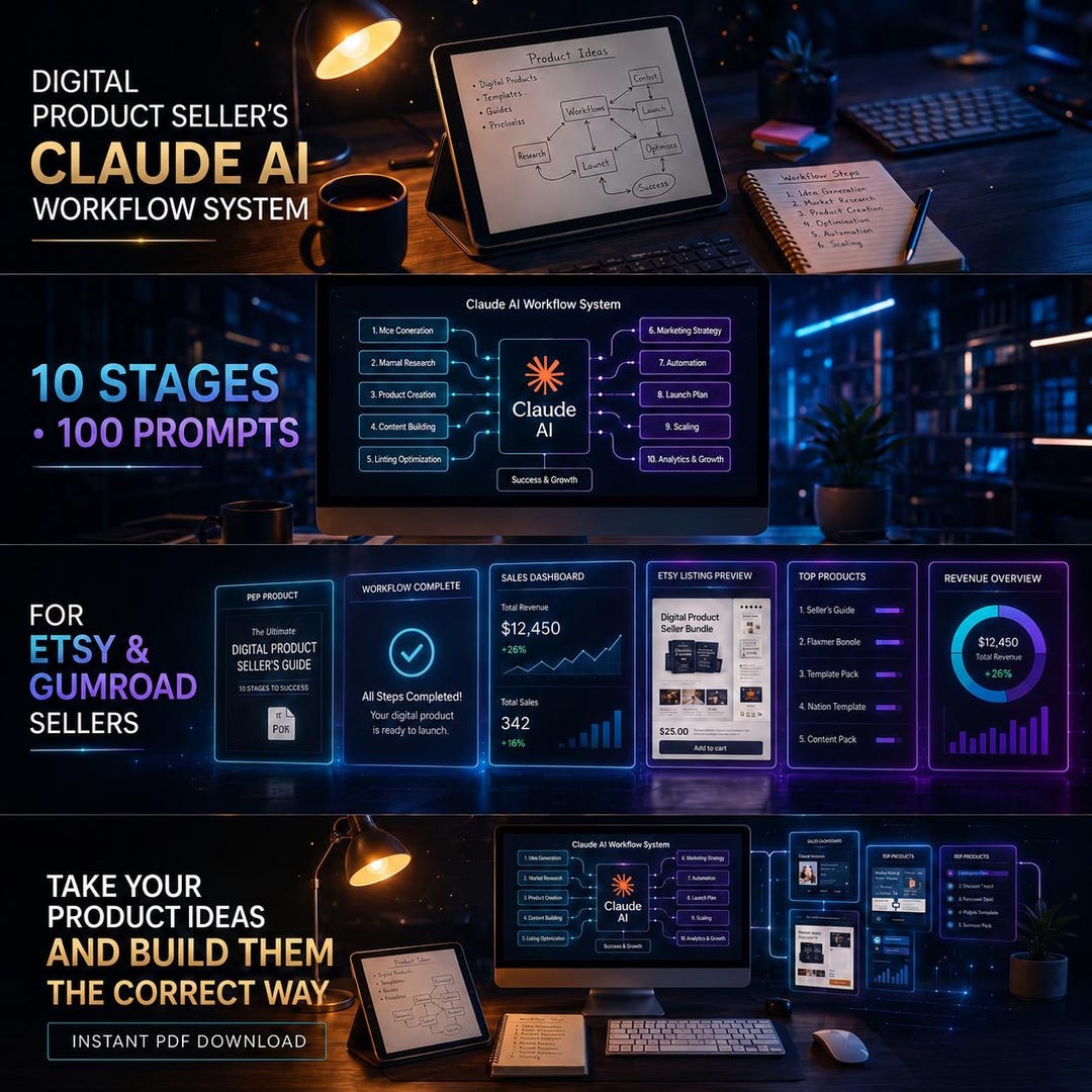 Claude AI Workflow System for Digital Sellers | 10-stage Business Guide ...