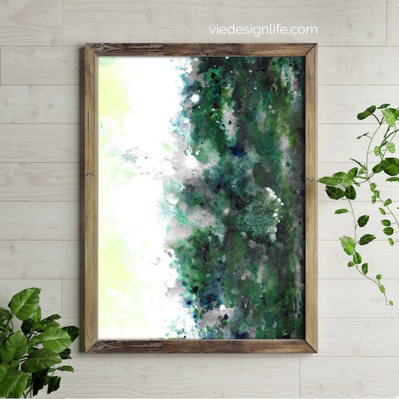 Silver Spring Art Print Blue Green Watercolor Large 