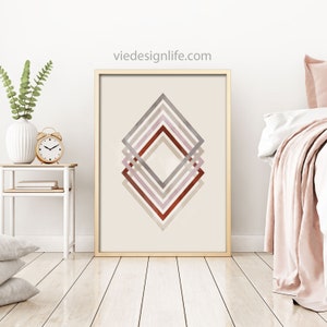 Red & Pink Minimalist Wall Art | Modern Printable Art | Geometric Decor