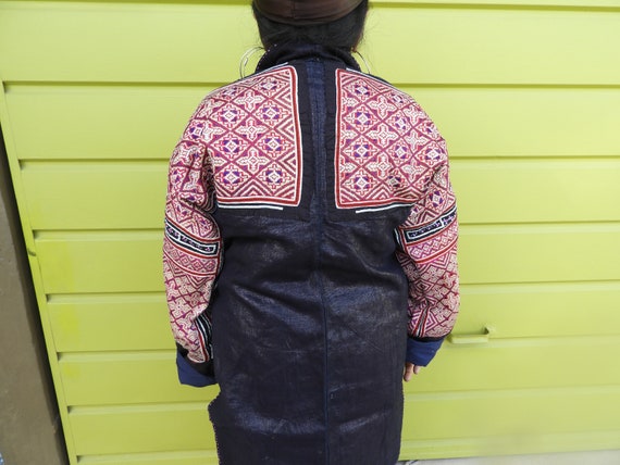Black Hmong Woman's Hemp & Indigo Jacket with Sil… - image 3