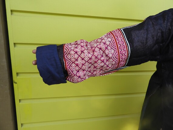 Black Hmong Woman's Hemp & Indigo Jacket with Sil… - image 8