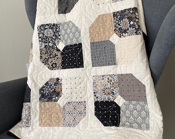 Neutral Patchwork Quilt | Handmade Throw Quilt