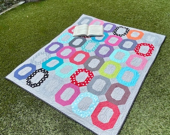 Handmade Polka Dot Quilt | Modern Throw Quilt, Vibrant Colors
