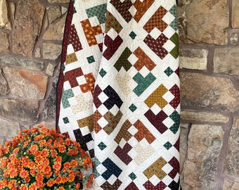 Handmade Fall Patchwork Quilt | Autumn Throw Quilt