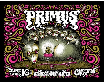Primus - Camdenton MO - 2018 - gigposter & foils