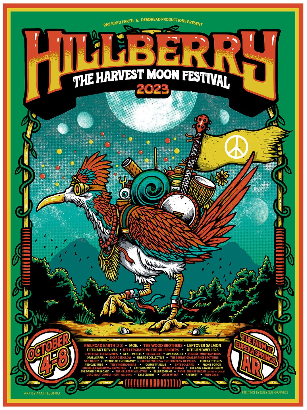 Hillberry Music Festival - Eureka Springs, AR - Gigposter - 2023