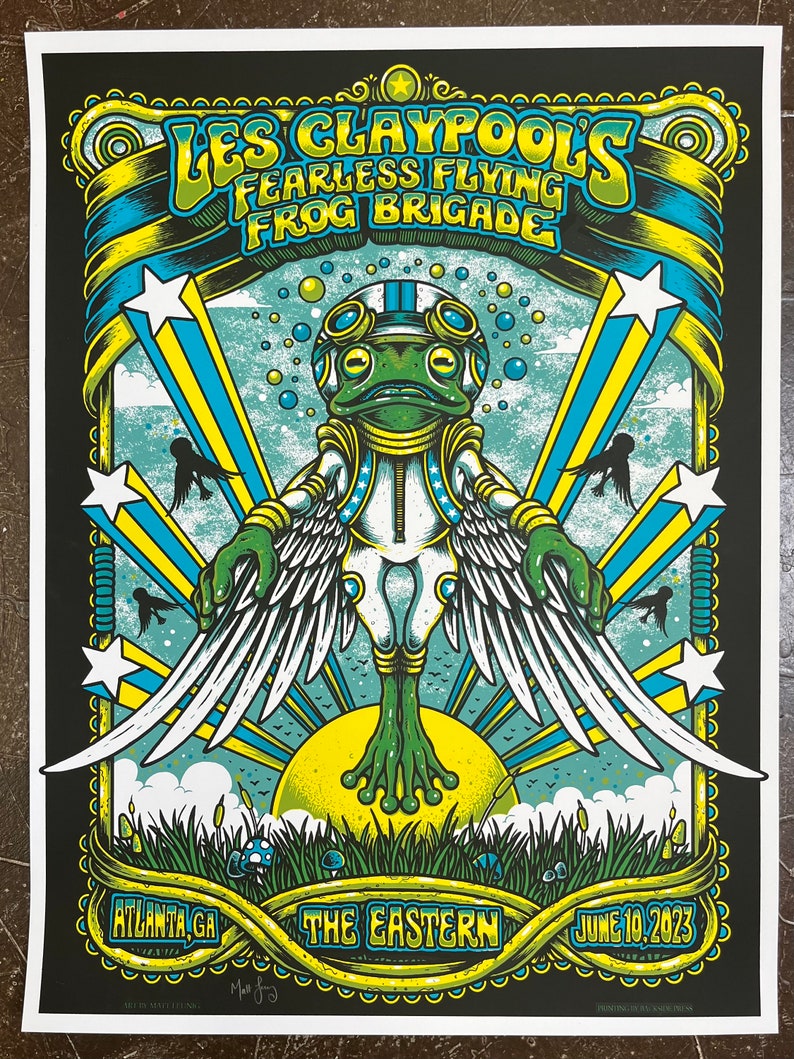 Les Claypool's Fearless Flying Frog Brigade gigposter Atlanta GA 2023 image 2