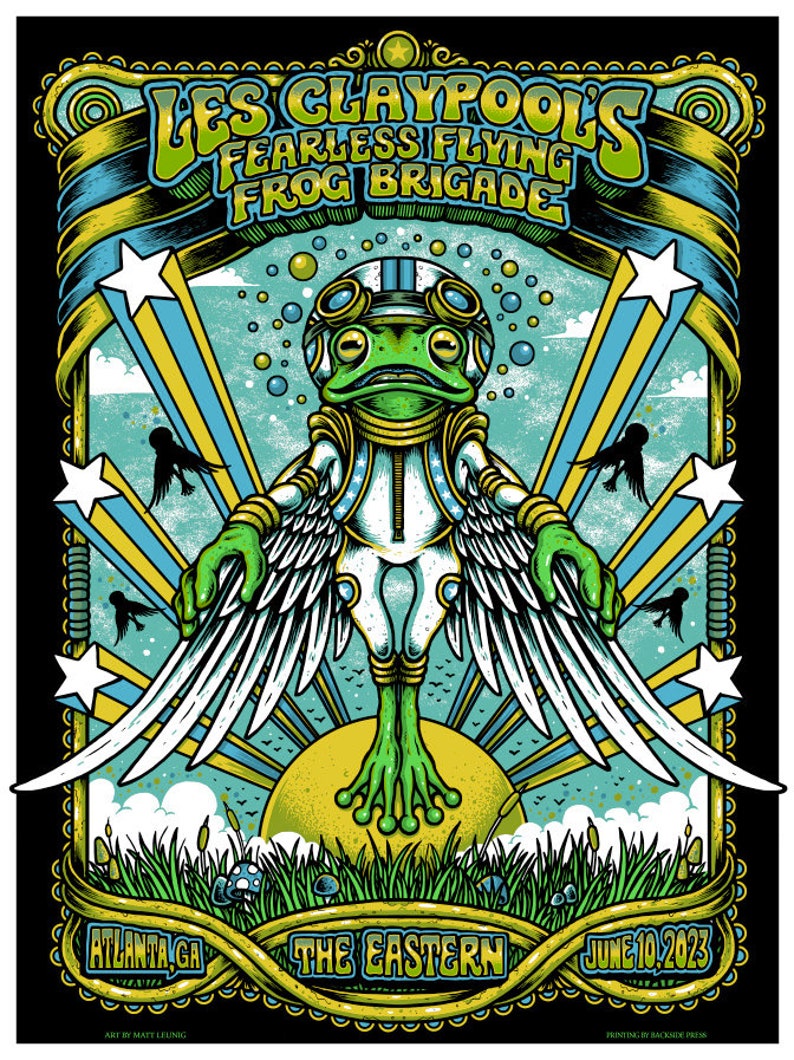 Les Claypool's Fearless Flying Frog Brigade gigposter Atlanta GA 2023 image 1