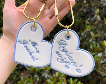 Embroidered Personalized Bag Charm | Custom Phrase Option | Tote, Purse, Backpack, & Luggage Keychain Accessory | Gift for Her