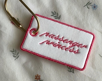 Embroidered Passenger Princess Bag Charm | Custom Tote, Backpack, Purse, & Luggage Tag Accessory