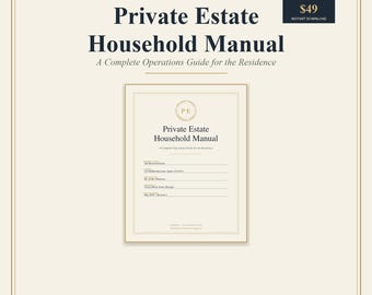 Private Estate Household Manual | Operations Guide, Fillable PDF (60 Pages)