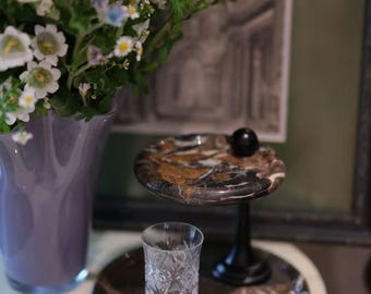Hand‑Carved Natural Marble Double‑Tier Tray, Two‑Layer Desktop Storage Shelf, Vanity Tabletop Wabi‑Sabi Home Decor