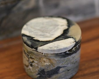 Hand Carved Natural Marble Trinket Box, Marble Candle Jar with Lid, Luxury Stone Table Home Decor