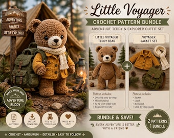 Teddy Bär Bär Häkelanleitungen Bündel | Teddy & Jacke Set PDF | Amigurumi Bären Outfit Schnittmuster