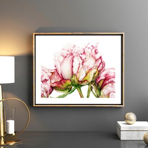 Flower Painting, Botanical Print, Home Decor, Gift for Her, Peony Watercolor Print, Botanical Art, Peony print, Flower Watercolor Painting image 4