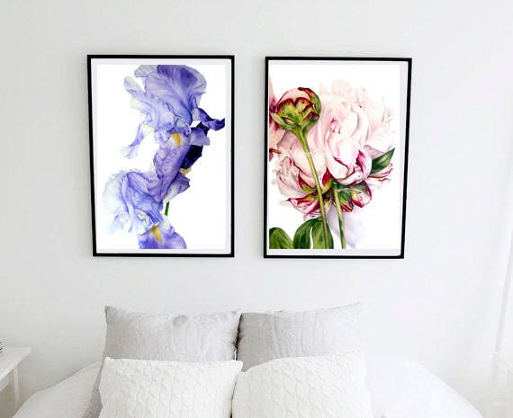 Iris Art Print Large Botanical Print Watercolor Print Gift | Etsy