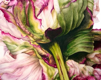 Peony Watercolor Art Print: Botanical Flower Painting