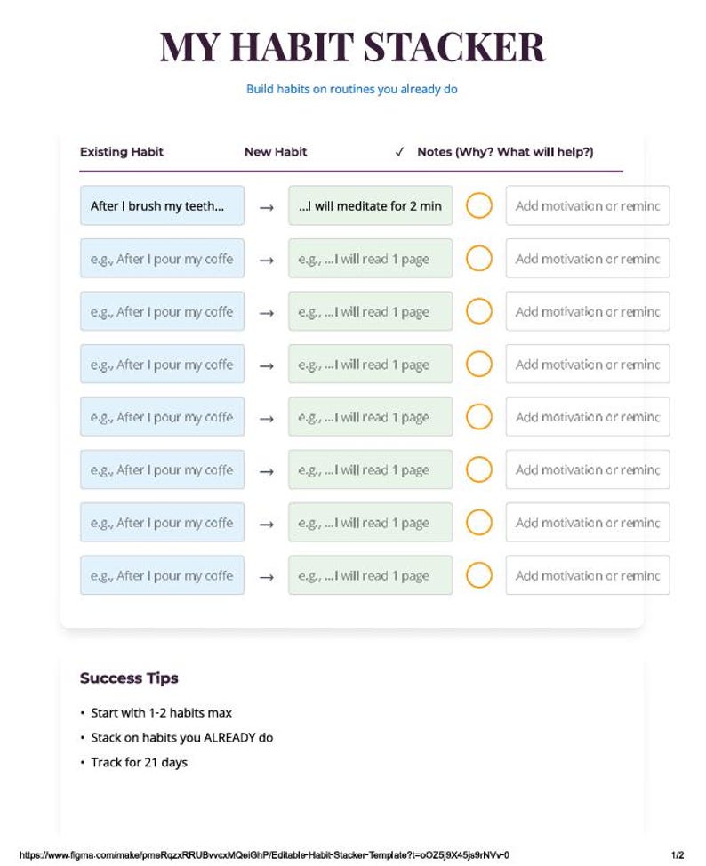 Habit Stacker Figma Template, ADHD Routine Builder (digital Download ...