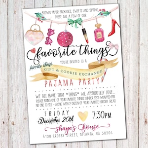 Holiday Party Invitation * Cookie Ornament Favorite Things Gift Exchange Swap * Shower * Christmas * Holiday Digital, Printable File