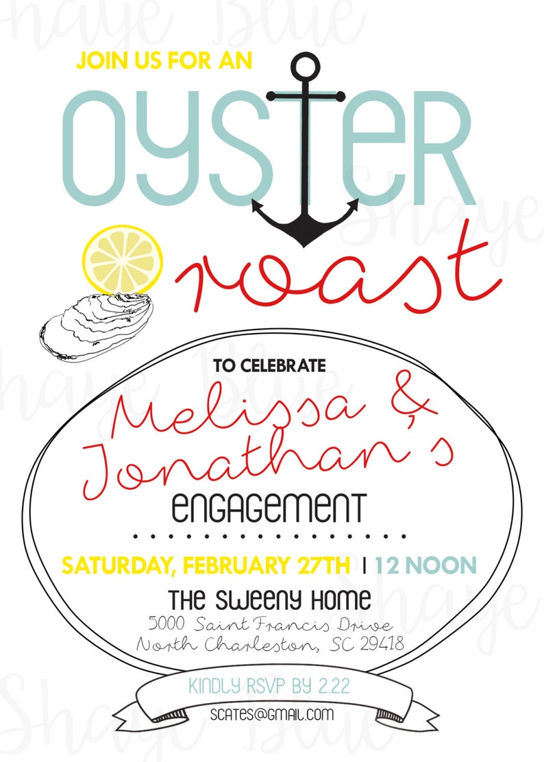 Oyster Roast Invitation Oysters Nautical Charleston | Etsy