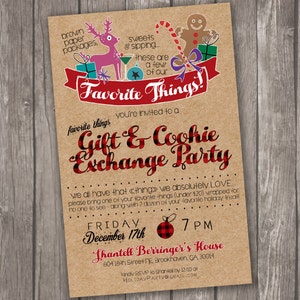 Holiday Party Invitation * Cookie Ornament Favorite Things Gift Exchange Swap * Shower * Christmas * Holiday Digital, Printable File