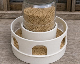 Mason Jar Quail Feeder Base | No Waste No Spill Gravity Feeder for Coturnix | Regular or Wide Mouth