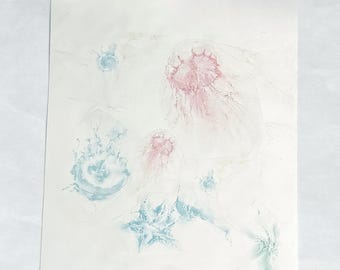 Juego de láminas artísticas de medusas / Arte mural de ensueño con vida marina (descarga digital)