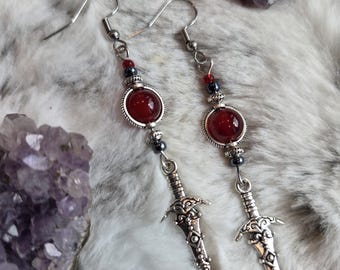 Versteckte Dolche Dunkle Bruderschaft Skyrim inspiriert Rote Ohrringe