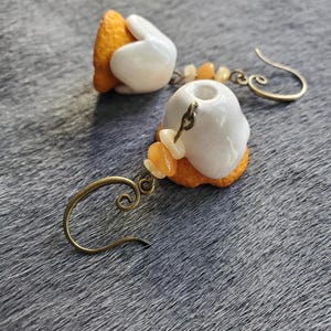 Small Bread Rolls with Frosting Hand Sculpted Earrings with Natural Stones
