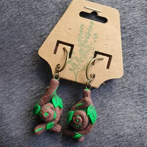 Leafy Wooden Hand Sculpted Alchemy Ingredient Earrings
