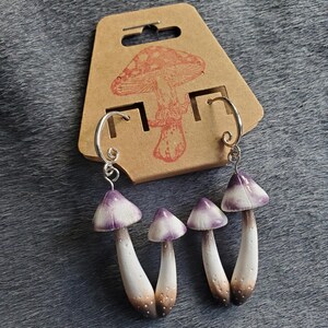 Bleeding Crown Mushrooms Alchemy Ingredient Hand Sculpted Earrings