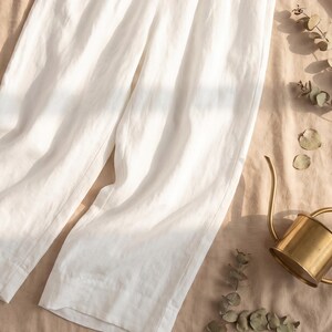 Minimalist Linen Tencel Wide Leg Pants | Relaxed Fit Women's Summer Trousers | Casual Capsule Wardrobe Bottoms image 6