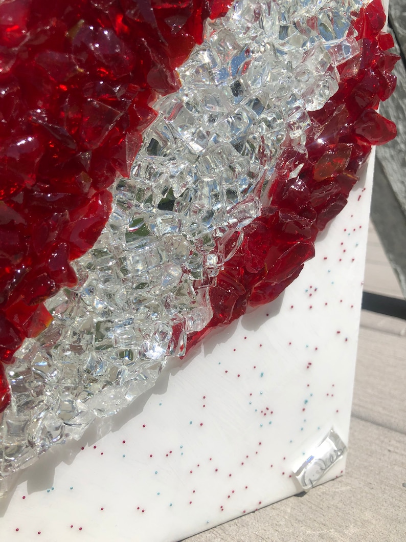Crushed glass American flag heart resin art glass art Etsy